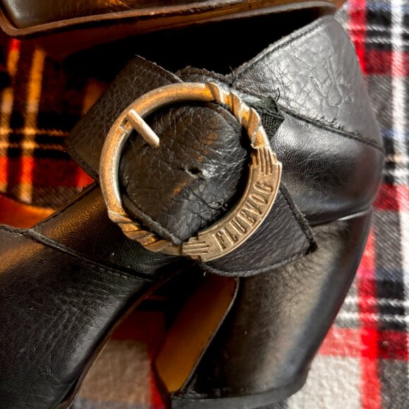 John Fluevog PREPARE LEADER PLATFORM BLACK LEATHER MARY JANES  Orig $429 Size 7 - Picture 2 of 11